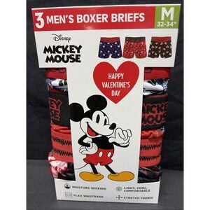 Mens Disney's Mickey Mouse 3 Pk Boxer Briefs M (32-34) Valentine's